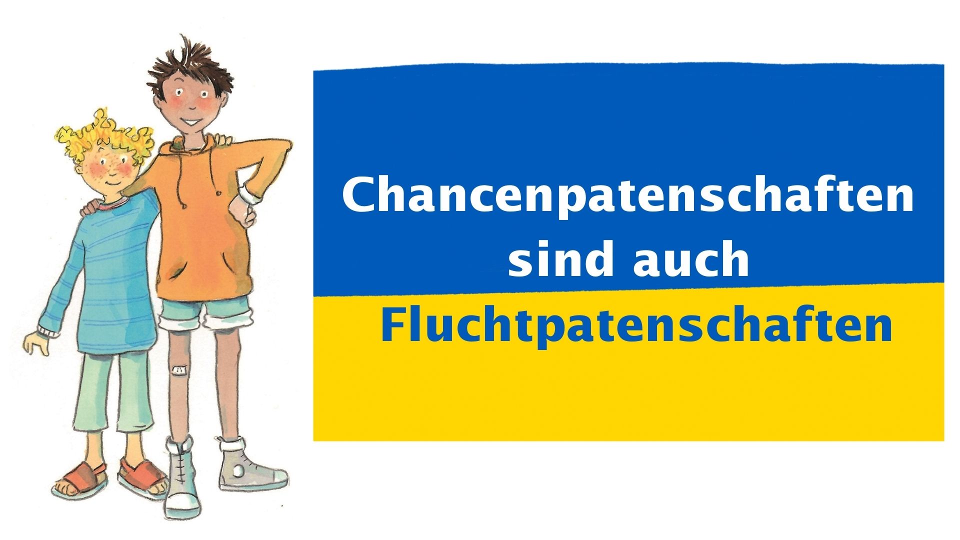 Zwei Kinder halten sich lachend im Arm