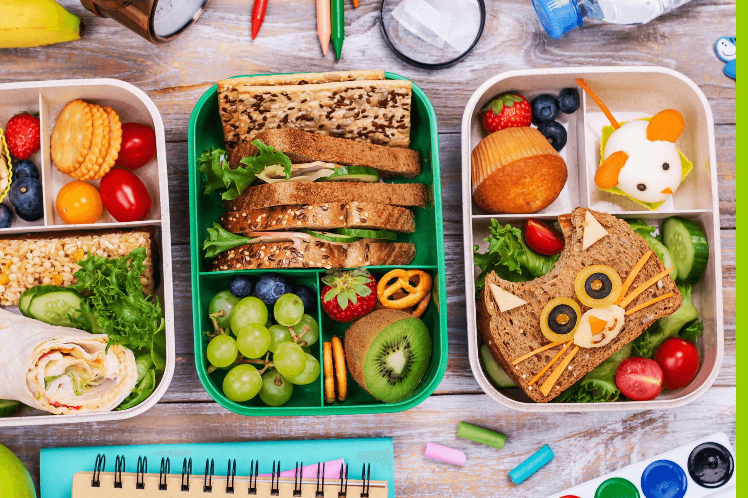 Pausenboxen mit gesunden Nahrungsmitteln - Projekt FREI DAY Frühstücksgruppe