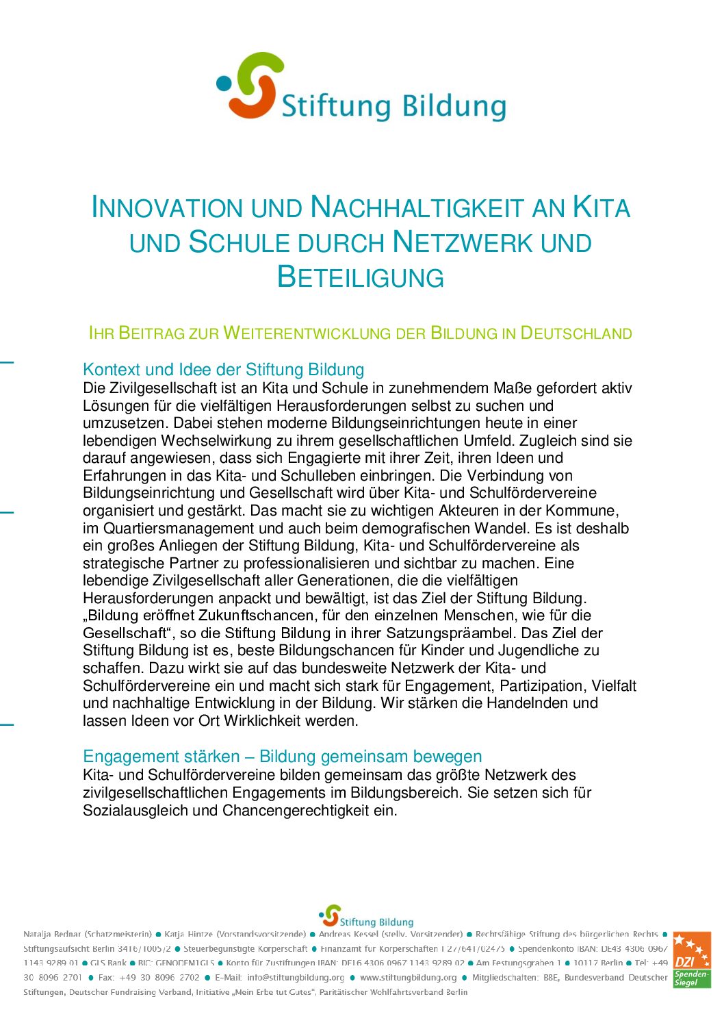Vorschau auf die PDF-Datei Informationen über die Stiftung Bildung