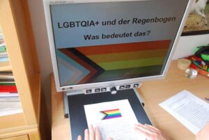 Infotext auf Bildschirmlesegerät