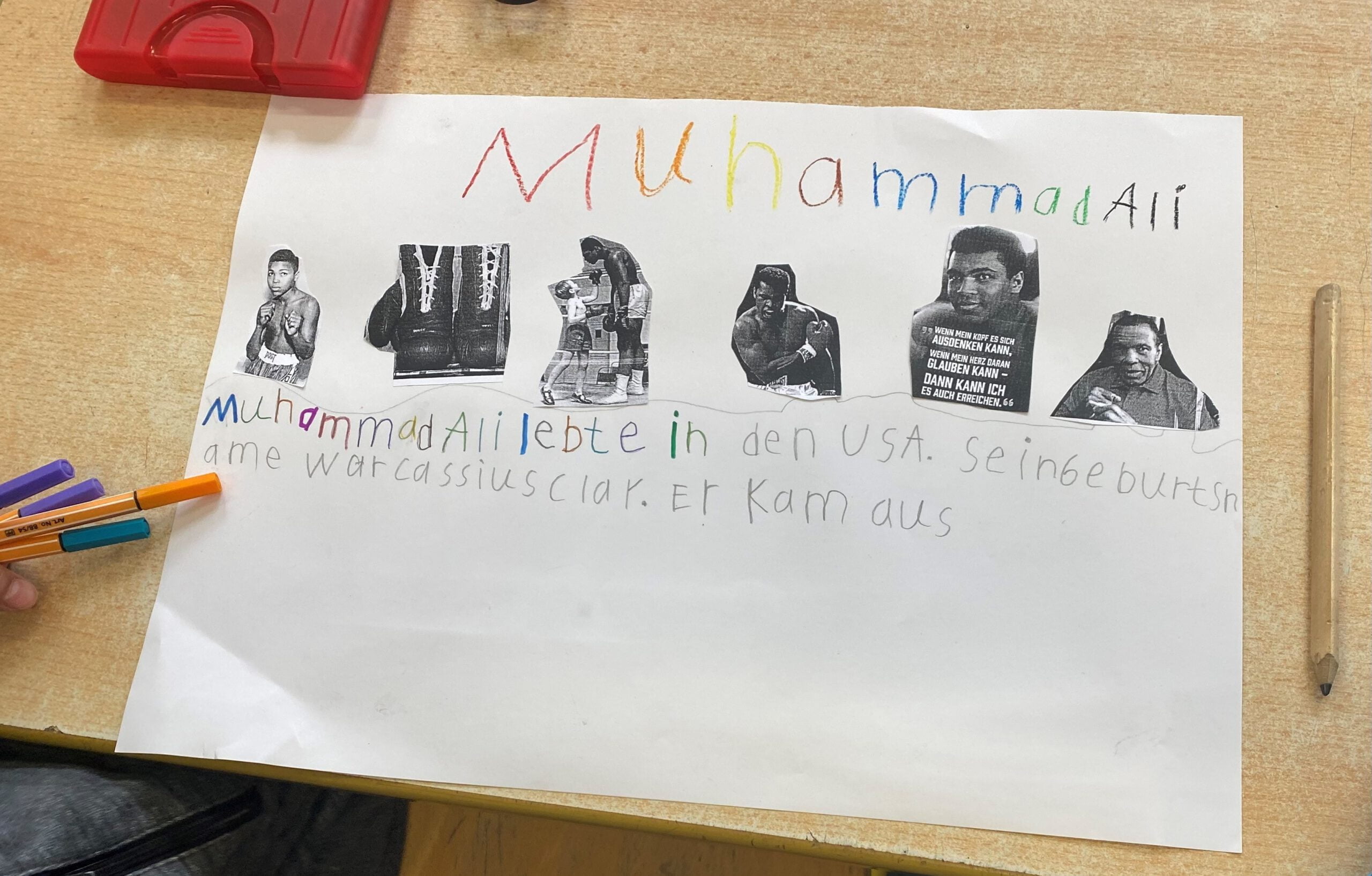 Collage "Muhammad Ali" von Grundschülern